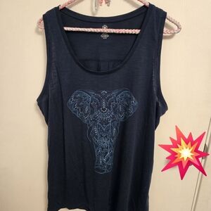 GAIAM Dark Blue Elephant Graphic Tank Top